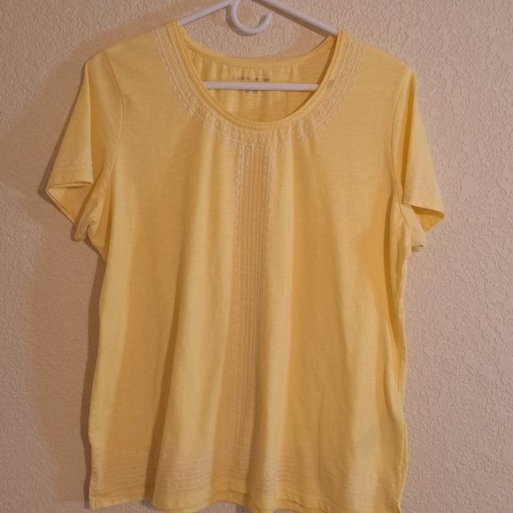 Alison Daley Tops - Alison Daley Yellow and white lace Blouse sz. Petite PL/ G